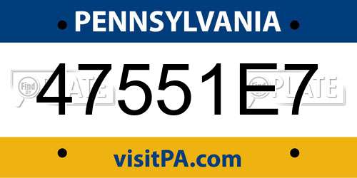 47551E7 Pennsylvania License Plate