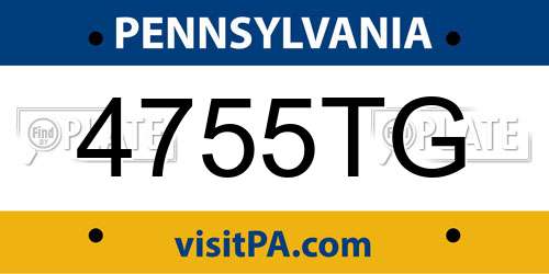 4755TG Pennsylvania License Plate