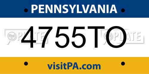4755TO Pennsylvania License Plate