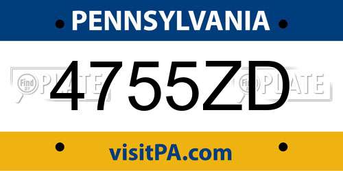 4755ZD Pennsylvania License Plate