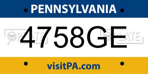 4758GE Pennsylvania License Plate