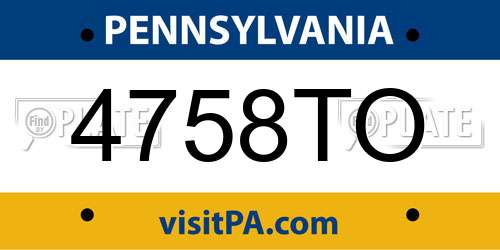 4758TO Pennsylvania License Plate