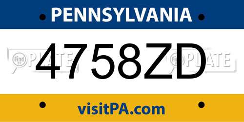 4758ZD Pennsylvania License Plate