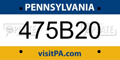 475B20 Pennsylvania License Plate