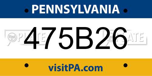 475B26 Pennsylvania License Plate