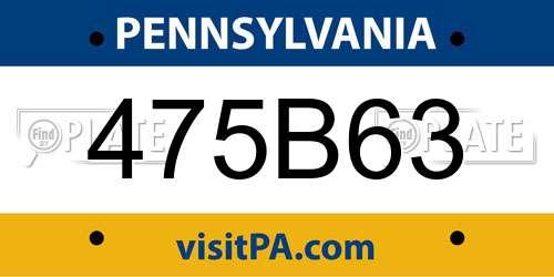 475B63 Pennsylvania License Plate