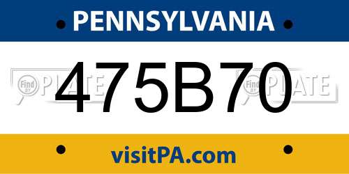475B70 Pennsylvania License Plate