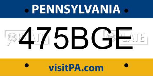 475BGE Pennsylvania License Plate