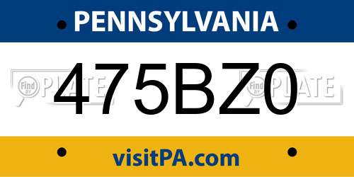 475BZ0 Pennsylvania License Plate