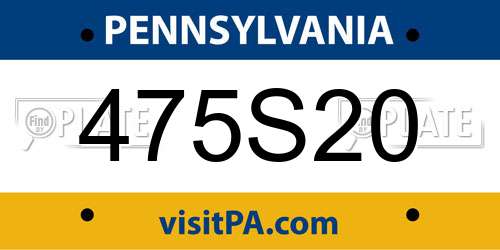 475S20 Pennsylvania License Plate