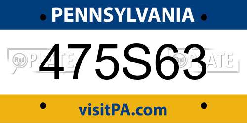 475S63 Pennsylvania License Plate