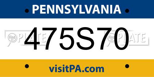 475S70 Pennsylvania License Plate