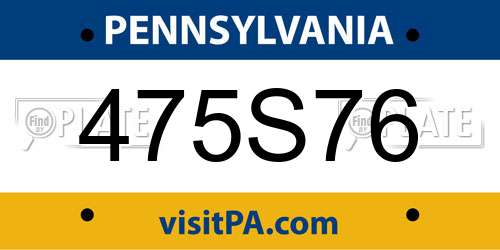 475S76 Pennsylvania License Plate