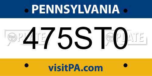 475ST0 Pennsylvania License Plate