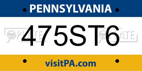 475ST6 Pennsylvania License Plate