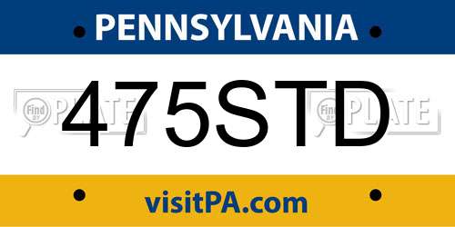475STD Pennsylvania License Plate