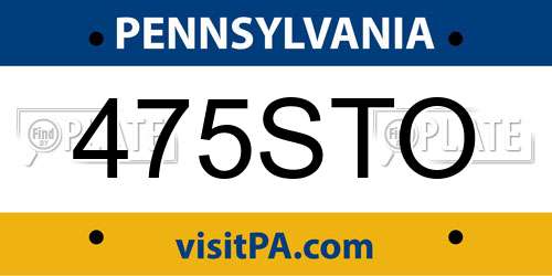 475STO Pennsylvania License Plate