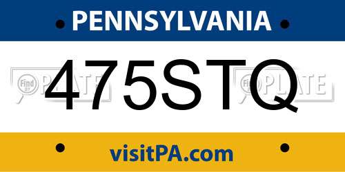 475STQ Pennsylvania License Plate