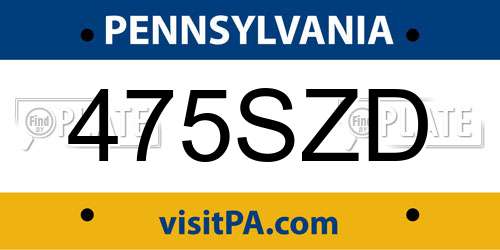 475SZD Pennsylvania License Plate