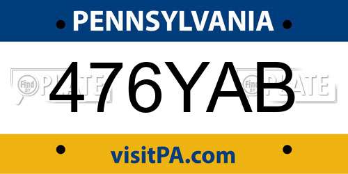 476YAB Pennsylvania License Plate