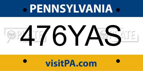 476YAS Pennsylvania License Plate