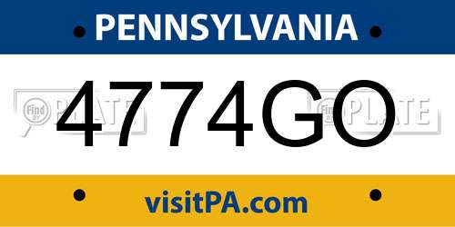 4774GO Pennsylvania License Plate