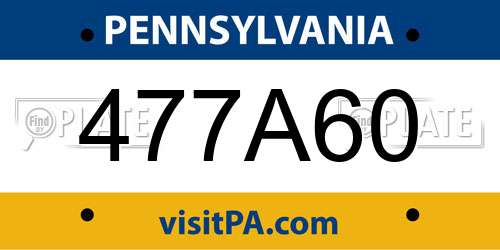 477A60 Pennsylvania License Plate