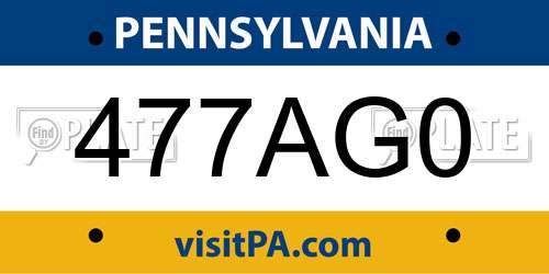 477AG0 Pennsylvania License Plate