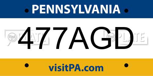 477AGD Pennsylvania License Plate