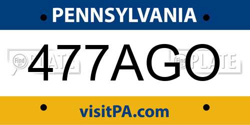 477AGO Pennsylvania License Plate