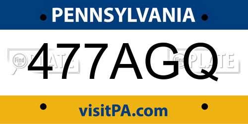 477AGQ Pennsylvania License Plate