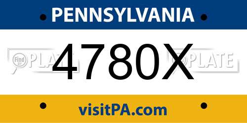 4780X Pennsylvania License Plate