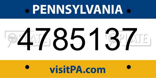 4785137 Pennsylvania License Plate