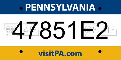 47851E2 Pennsylvania License Plate