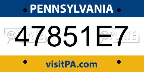 47851E7 Pennsylvania License Plate