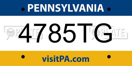 4785TG Pennsylvania License Plate