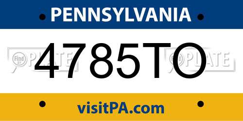 4785TO Pennsylvania License Plate