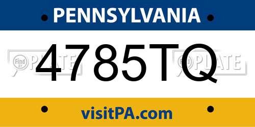 4785TQ Pennsylvania License Plate
