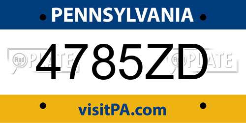 4785ZD Pennsylvania License Plate