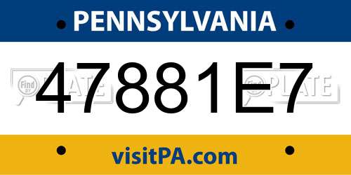47881E7 Pennsylvania License Plate