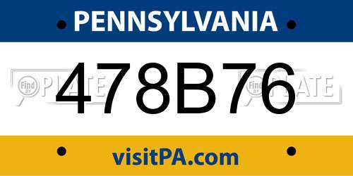 478B76 Pennsylvania License Plate