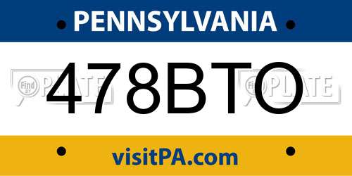 478BTO Pennsylvania License Plate