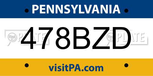 478BZD Pennsylvania License Plate