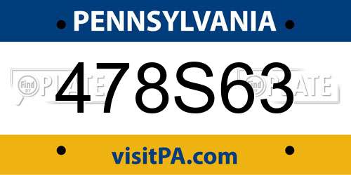 478S63 Pennsylvania License Plate