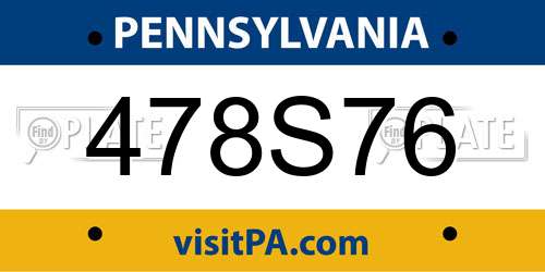 478S76 Pennsylvania License Plate
