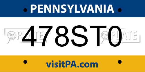 478ST0 Pennsylvania License Plate