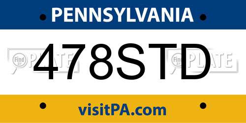 478STD Pennsylvania License Plate