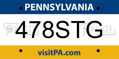 478STG Pennsylvania License Plate