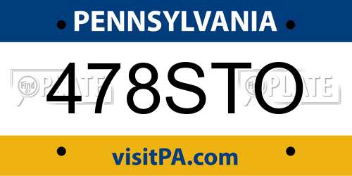 478STO Pennsylvania License Plate