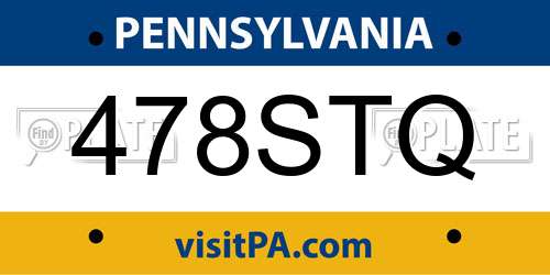 478STQ Pennsylvania License Plate